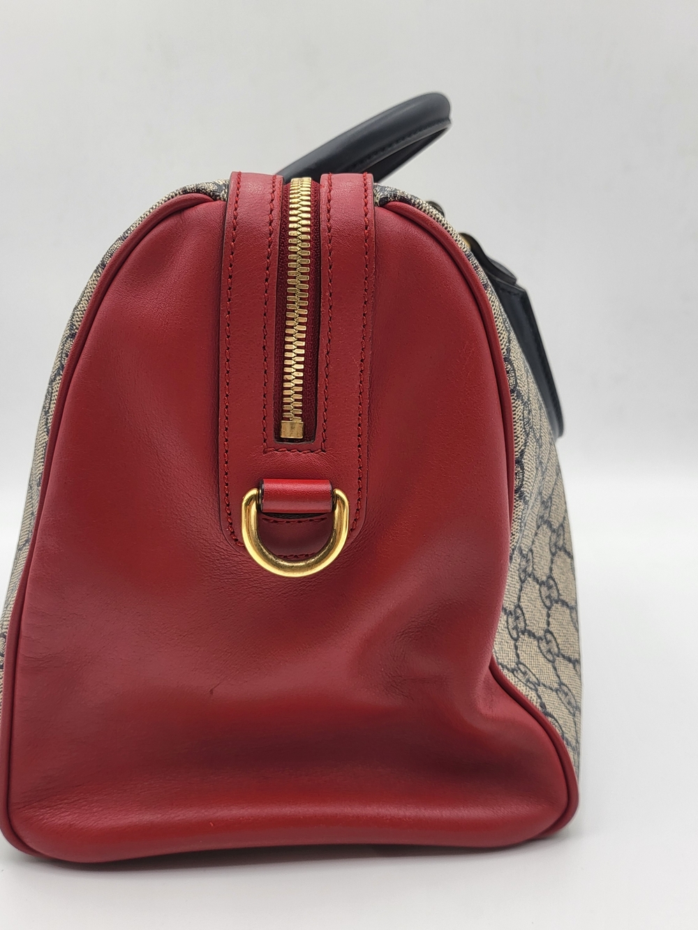GUCCI GG Supreme Monogram Boston 35 Beige Blue Hibiscus Red..Authentic w/COA. - Picture 5 of 16